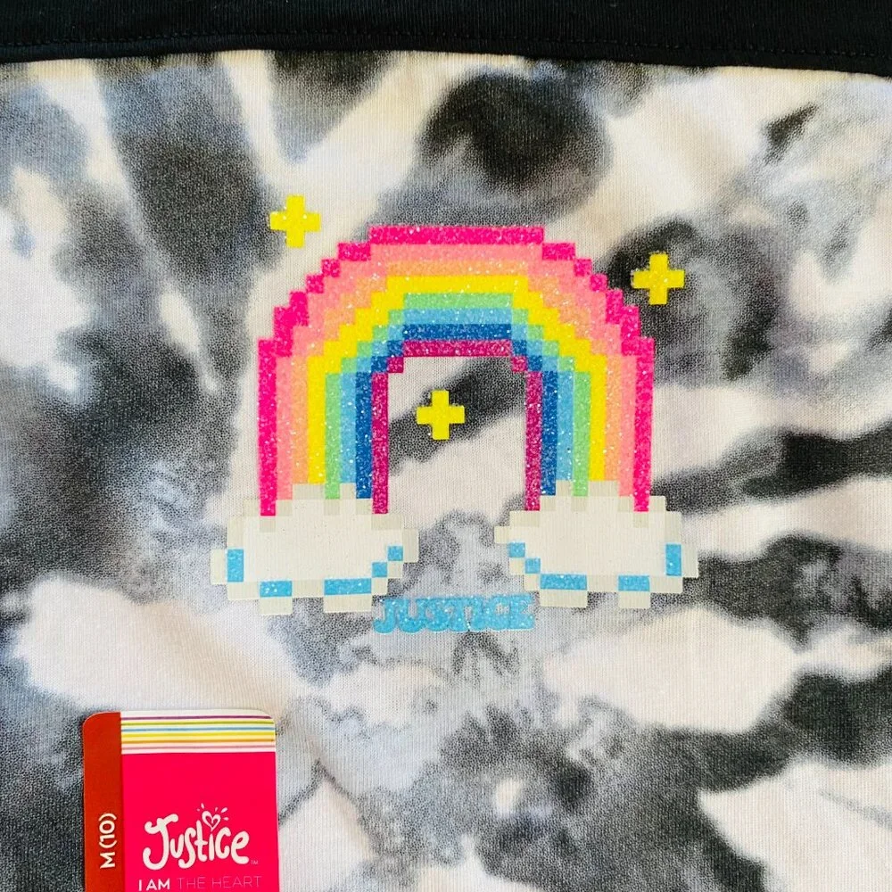 Justice Gray Joggers and Crop Tie-Dye T-Shirt clothing bundle girl’s size 10